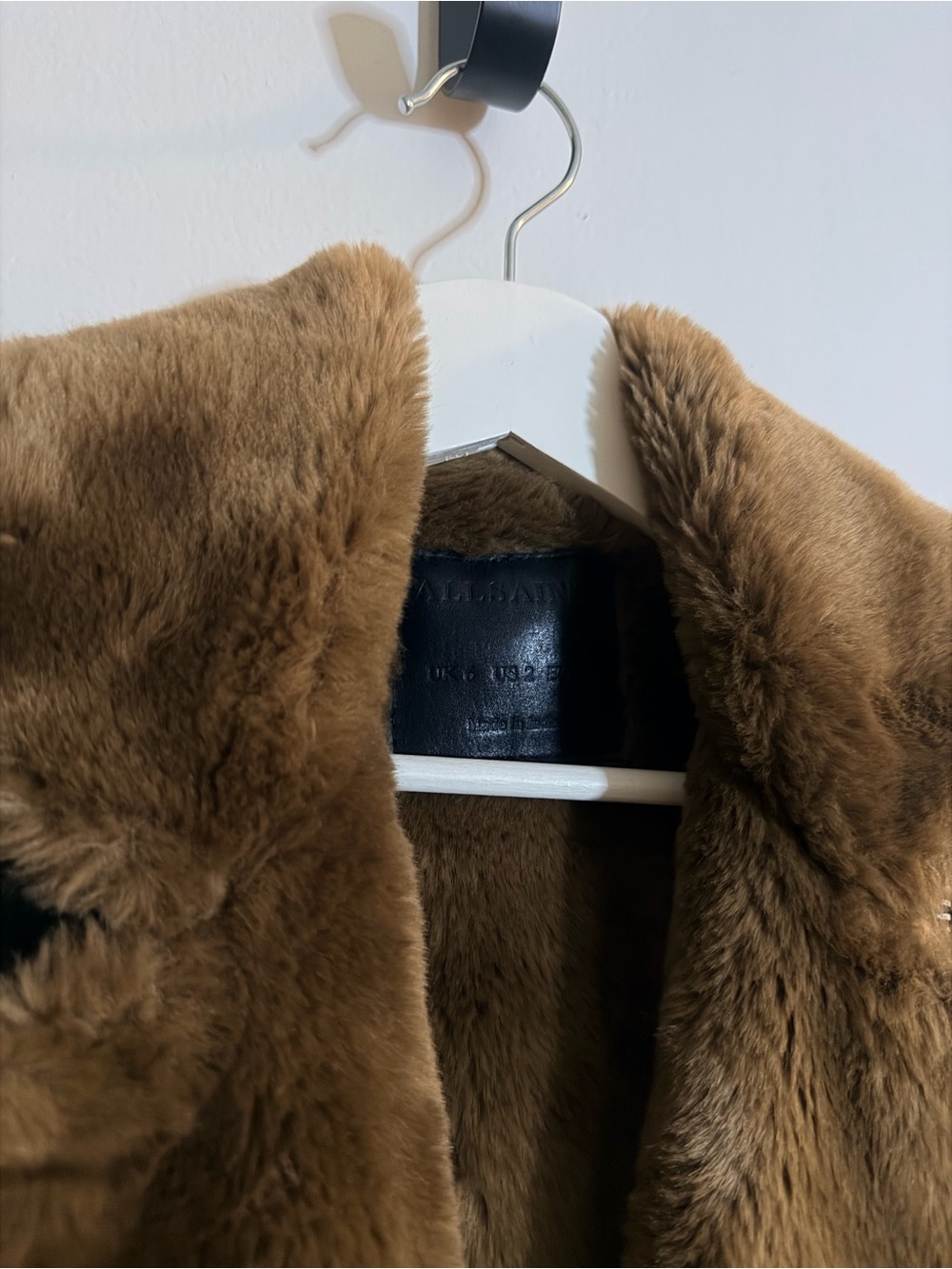 AllSaints 100% genuine lamb leather Sola Black & Natural Shearling Leather - Picture 3 of 5
